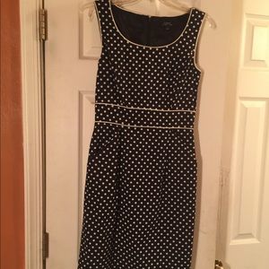 Tahari navy polka dot dress